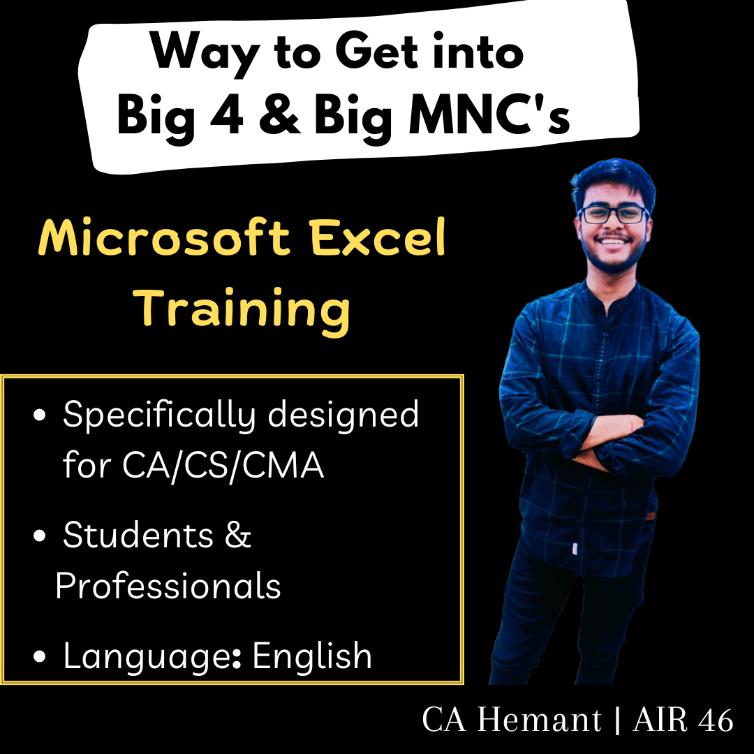 Microsoft Excel Basics to Advance Course (Specifically for CA/CS/CMA/CFA) by CA Hemant Somani 